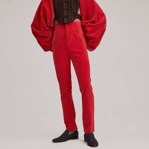 New - Palomo Spain Velvet High-Waisted Trousers